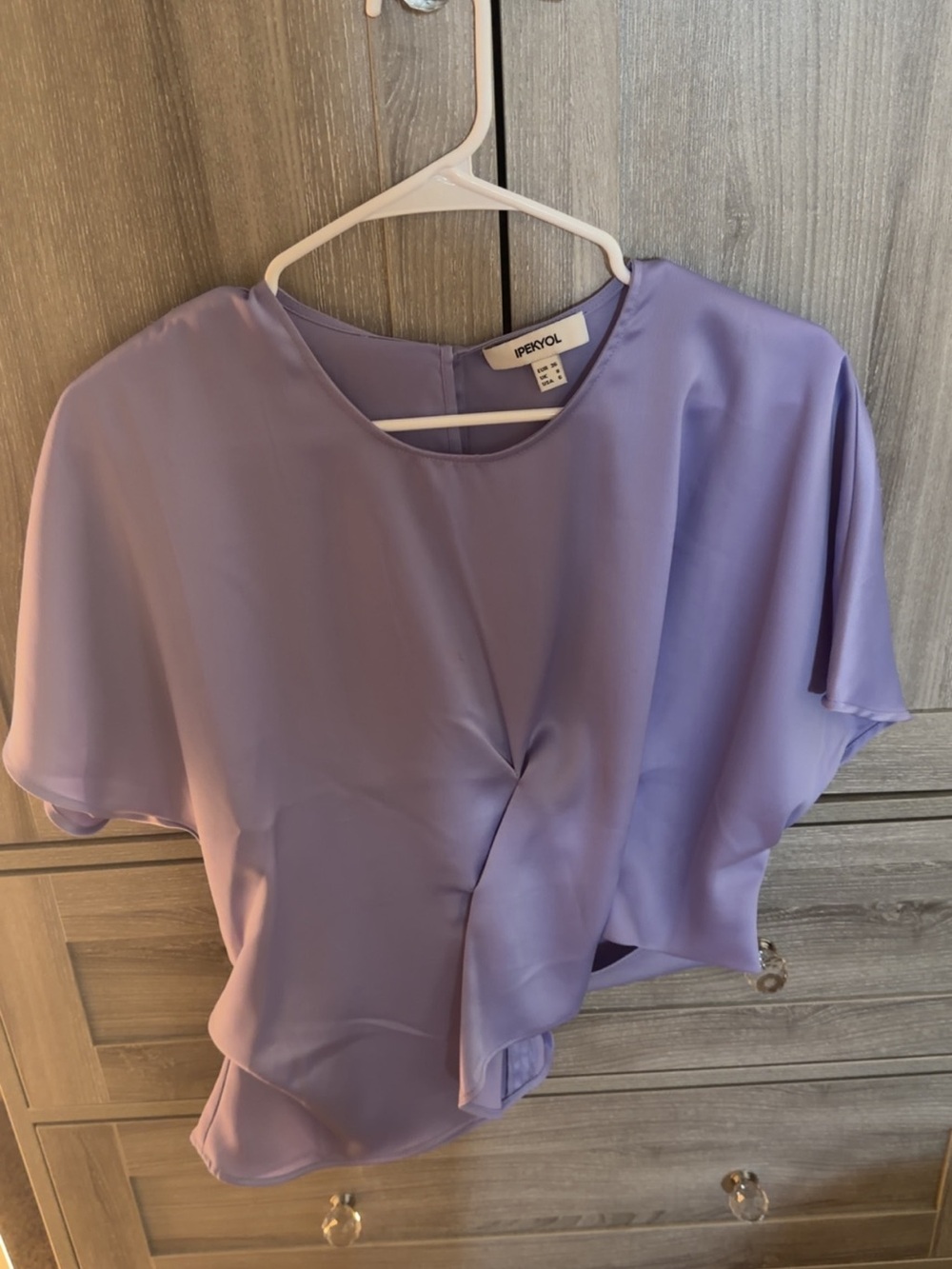 Lavender Short Sleeve Asymmetric Blouse